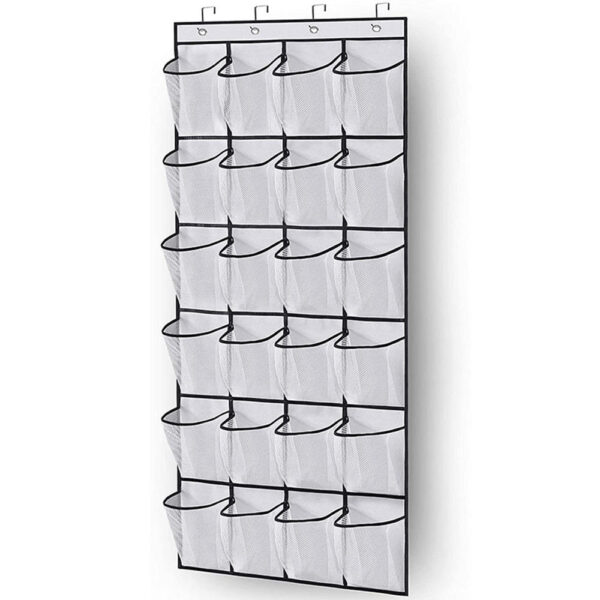 4 grid over the door shoe organizer with mesh pockets main view
