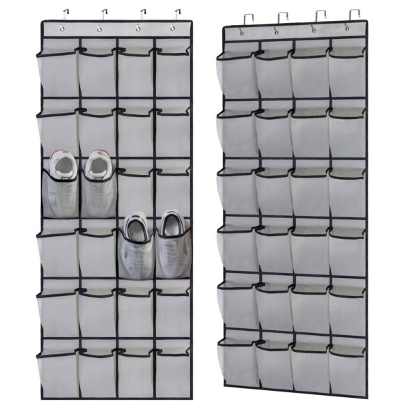 Set of 24-pocket over-the-door shoe organizers in clear mesh style