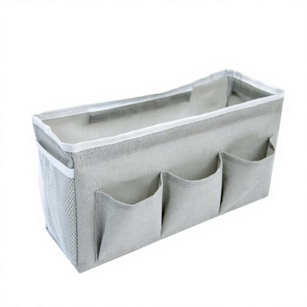 Bedside Multi-Pocket Fabric Hanging Storage Organizer with Mesh Side Pocket