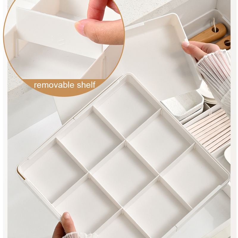 Drawer organizer with removable dividers, flexible multi-grid storage box