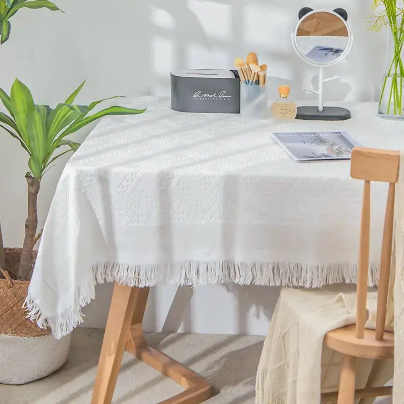 Macrame tassel bohemian table cloth flat lay product display