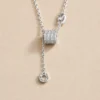 Silver-tone crystal drop pendant necklace with adjustable chain