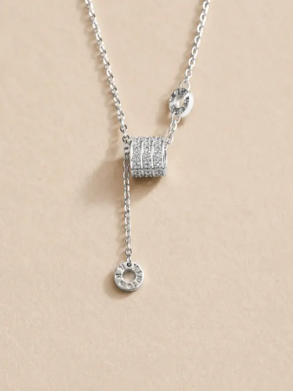 Silver-tone crystal drop pendant necklace with adjustable chain