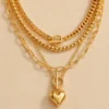 Gold layered toggle necklace with heart pendant