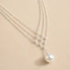 Silver geometric pearl pendant necklace product image