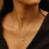 Model wearing 925 sterling silver 1 carat moissanite pendant necklace