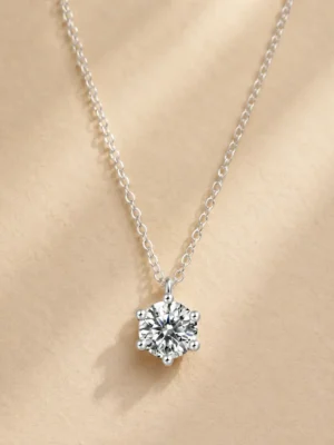925 sterling silver 1 carat moissanite pendant necklace close up