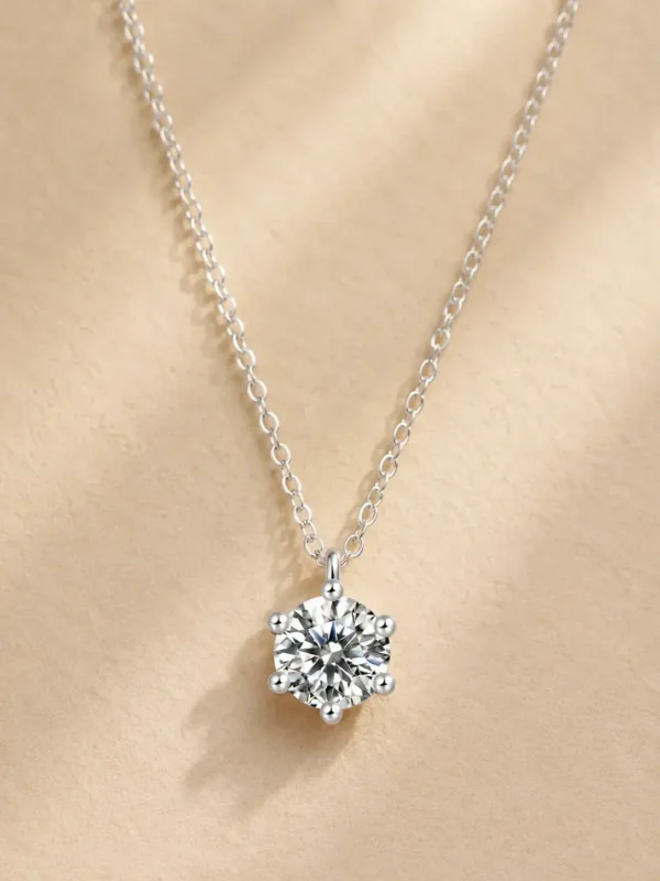 925 sterling silver 1 carat moissanite pendant necklace close up
