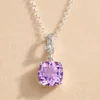 925 sterling silver purple crystal pendant necklace close up