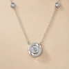 S999 silver round crystal pendant necklace close up