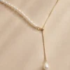 Freshwater pearl spliced Y drop necklace close up