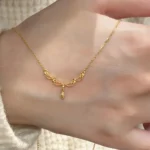 Waterdrop Pendant Necklace - Dainty Gold Chain - view 2
