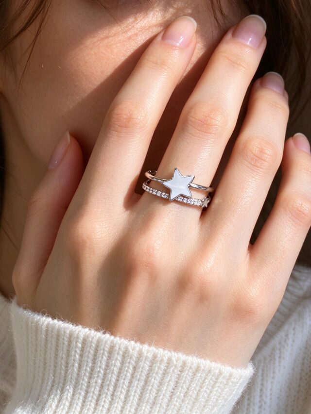 Silver Double Star CZ Ring - Adjustable Celestial Star Ring for Women