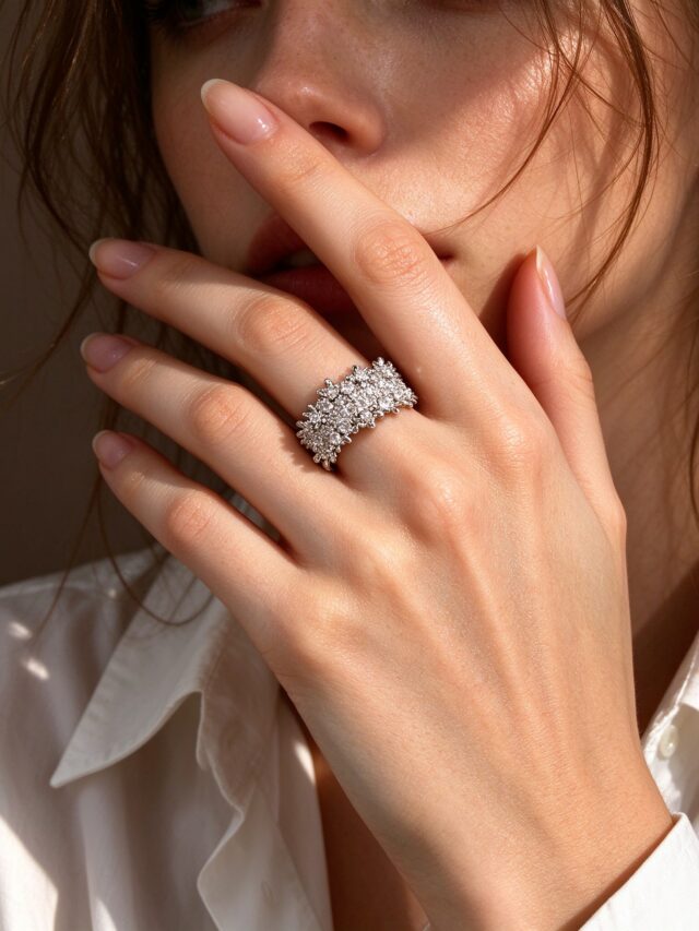 Silver Starry CZ Ring - French Luxury Full Pave Adjustable Statement Ring for Women