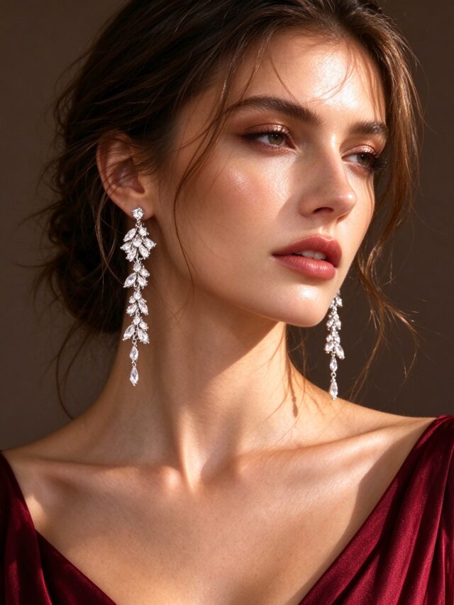 Silver Marquise CZ Tassel Earrings - Luxury Chandelier Drop Earrings for Women