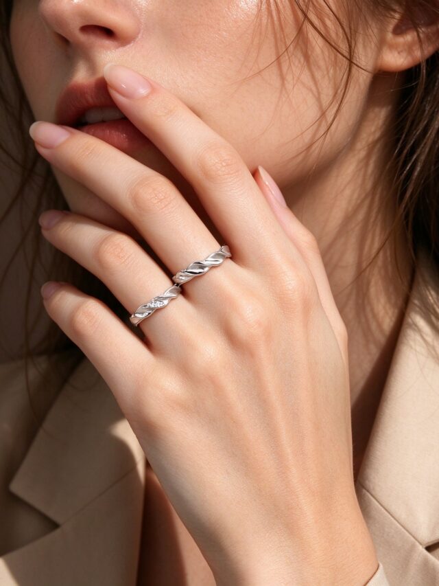 Silver Twisted Wave Galaxy Ring - Minimalist Adjustable Couple Ring for Women