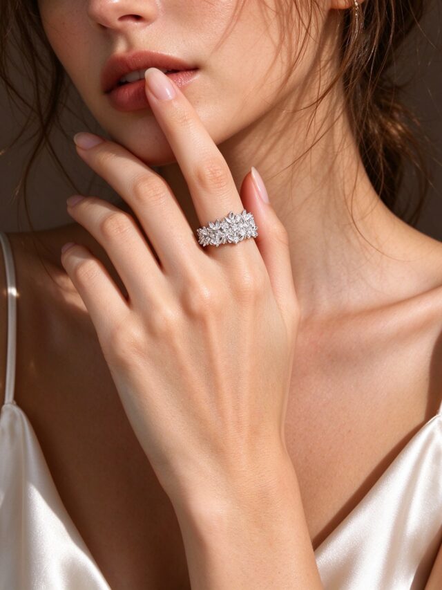 Silver Starry Multi-CZ Ring - French Luxury Marquise Stone Statement Ring for Women