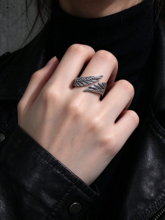 Vintage Thai Silver Wing Open Ring - Angel Devil Feather Statement Ring Unisex