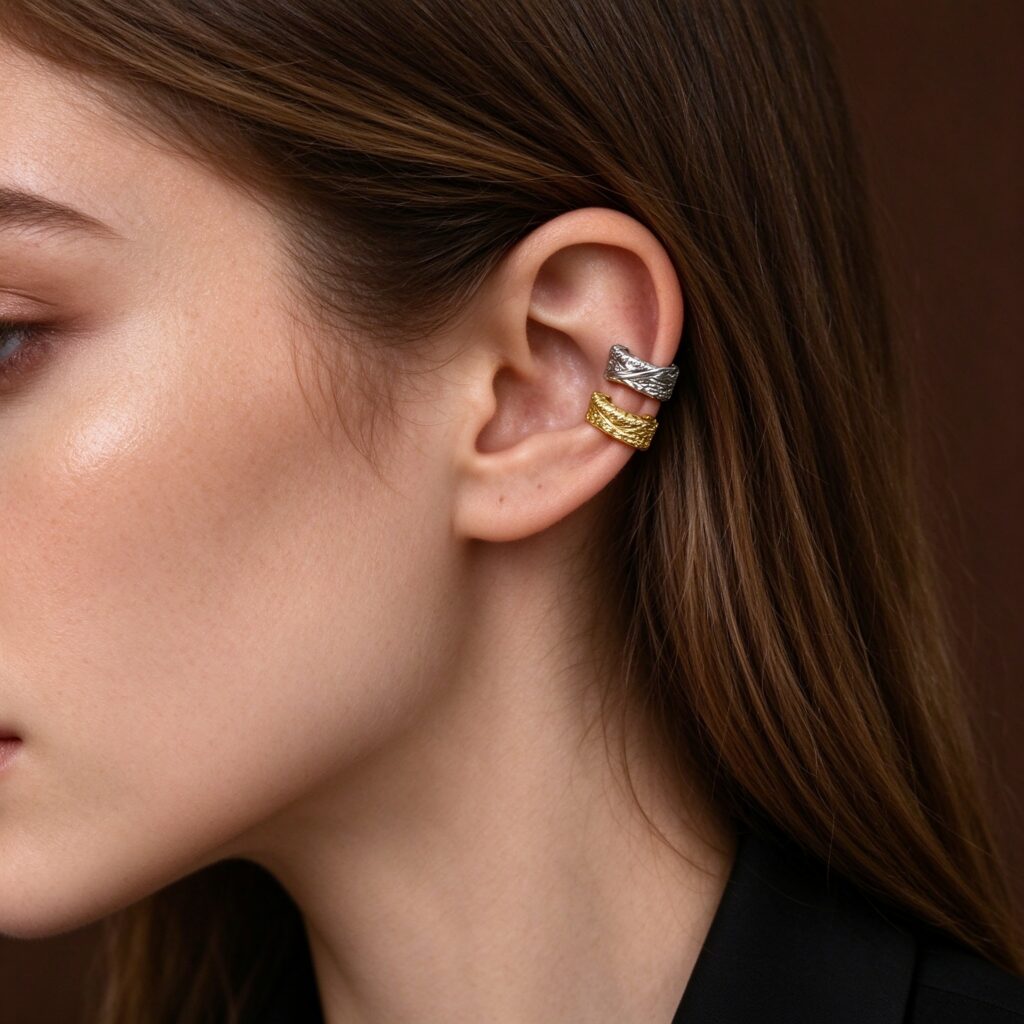 Multi-Layer Silver Ear Cuff Set – Non-Piercing Ear Climbers
