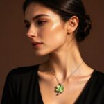 Green Clover Pendant Necklace – Dainty Four Leaf Clover Silver Chain for Women - view 1
