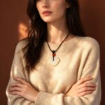 White Jade Ruyi Peace Buckle Necklace with Black Cord - view 1