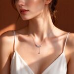 Silver Wheat Leaf Y-Drop Necklace – Delicate Crystal Leaf Pendant Chain - view 1
