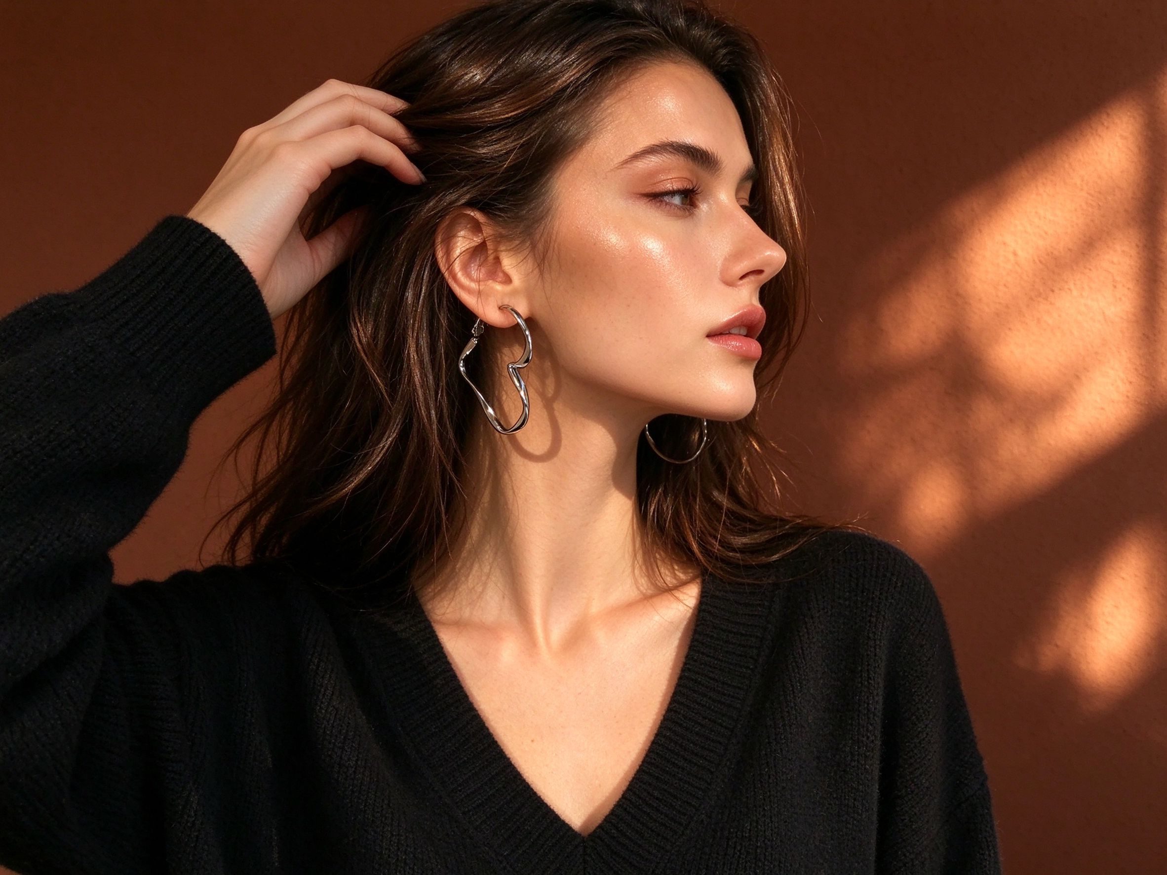 Silver Twisted Heart Hoop Earrings - Asymmetric Open Heart Dangle Earrings for Women