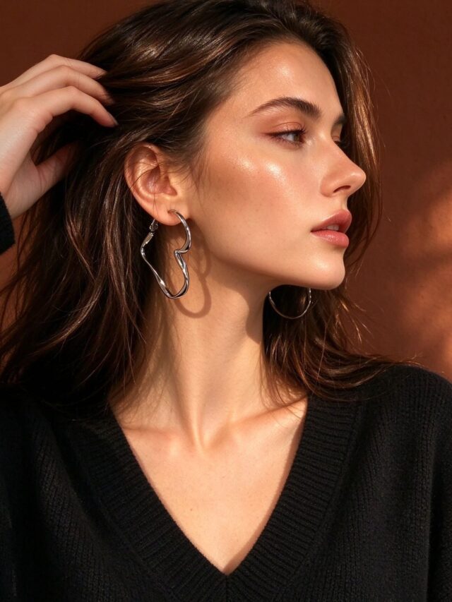 Silver Twisted Heart Hoop Earrings - Asymmetric Open Heart Dangle Earrings for Women