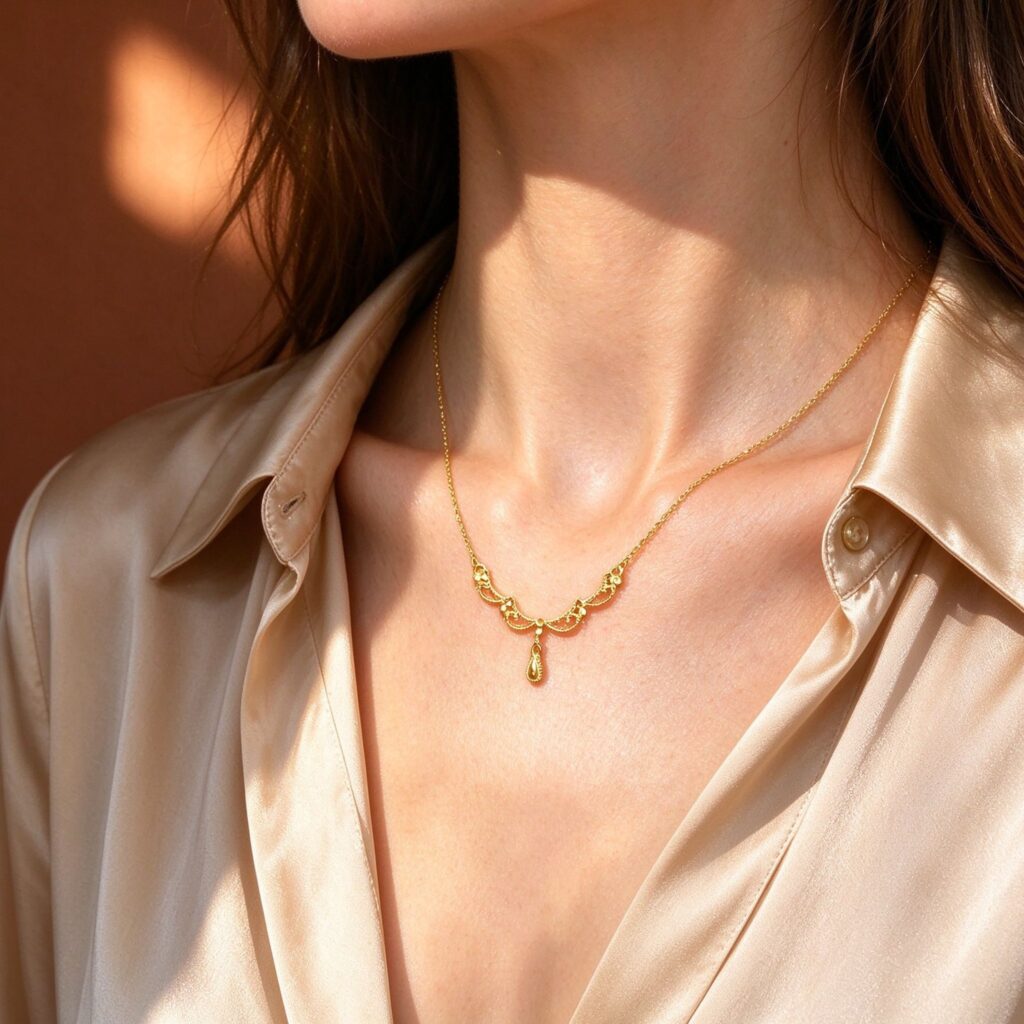 Waterdrop Pendant Necklace - Dainty Gold Chain