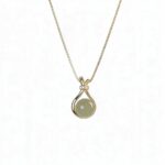 Green Jade Lucky Bag Pendant Necklace | 18K Gold Plated Stainless Steel Dainty Clavicle Chain - view 2