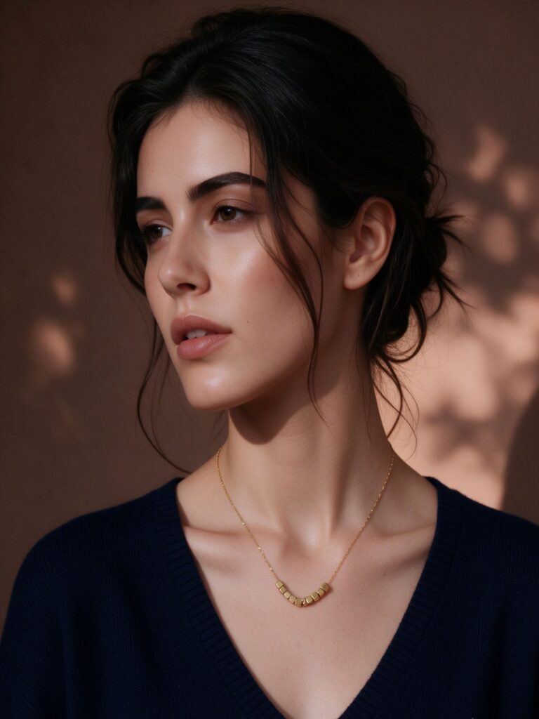 Fortune Block Pendant Necklace – Dainty Titanium Steel Gold Chain