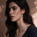 Gold Heart Petal Flower Pendant Necklace – Dainty Brushed Gold Clavicle Chain - view 1