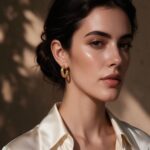 Gold Textured Molten Small Hoop Earrings – Stainless Steel Minimalist Chic Ear Cuffs - view 1