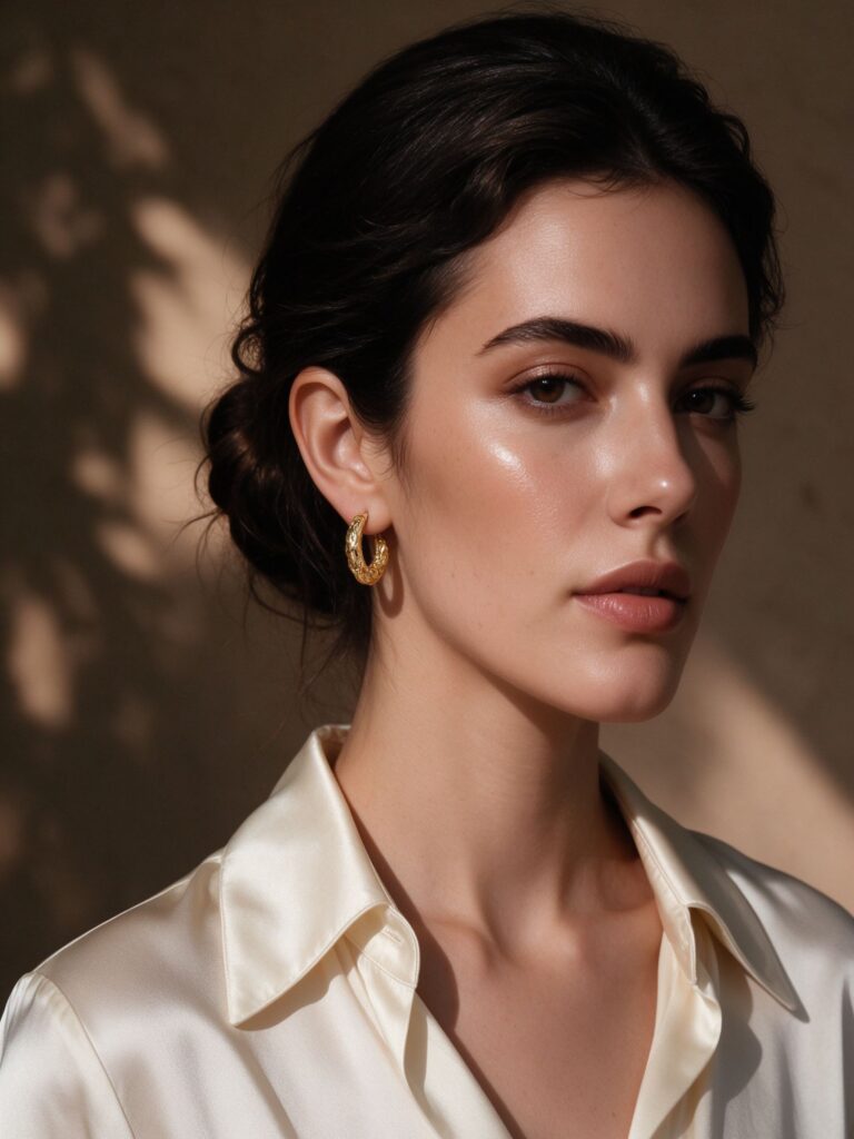 Gold Textured Molten Small Hoop Earrings – Stainless Steel Minimalist Chic Ear Cuffs