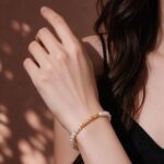 Crumbled Gold Beads Pearl Bracelet Dainty Titanium Steel Gold Wrist Chain - view 1
