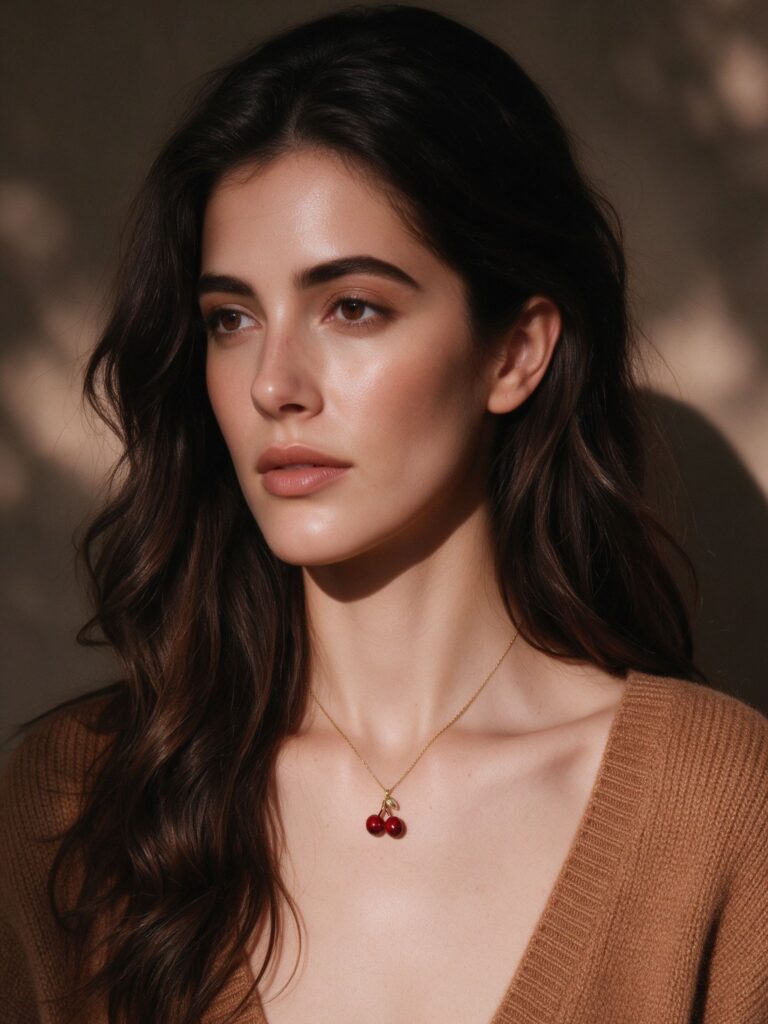 Cute Cherry Pendant Necklace – Gold Plated Delicate Clavicle Chain