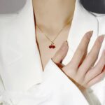 Cute Cherry Pendant Necklace – Gold Plated Delicate Clavicle Chain - view 2