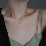 Five Luck Beads Pendant Necklace – Dainty Titanium Steel Gold Chain - view 2