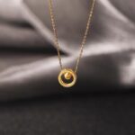 Lucky Turning Bead Pendant Necklace – Dainty Titanium Steel Gold Chain - view 2