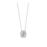 Cushion Cut Halo CZ Pendant Necklace Silver Titanium Steel Dainty Clavicle Chain - view 2