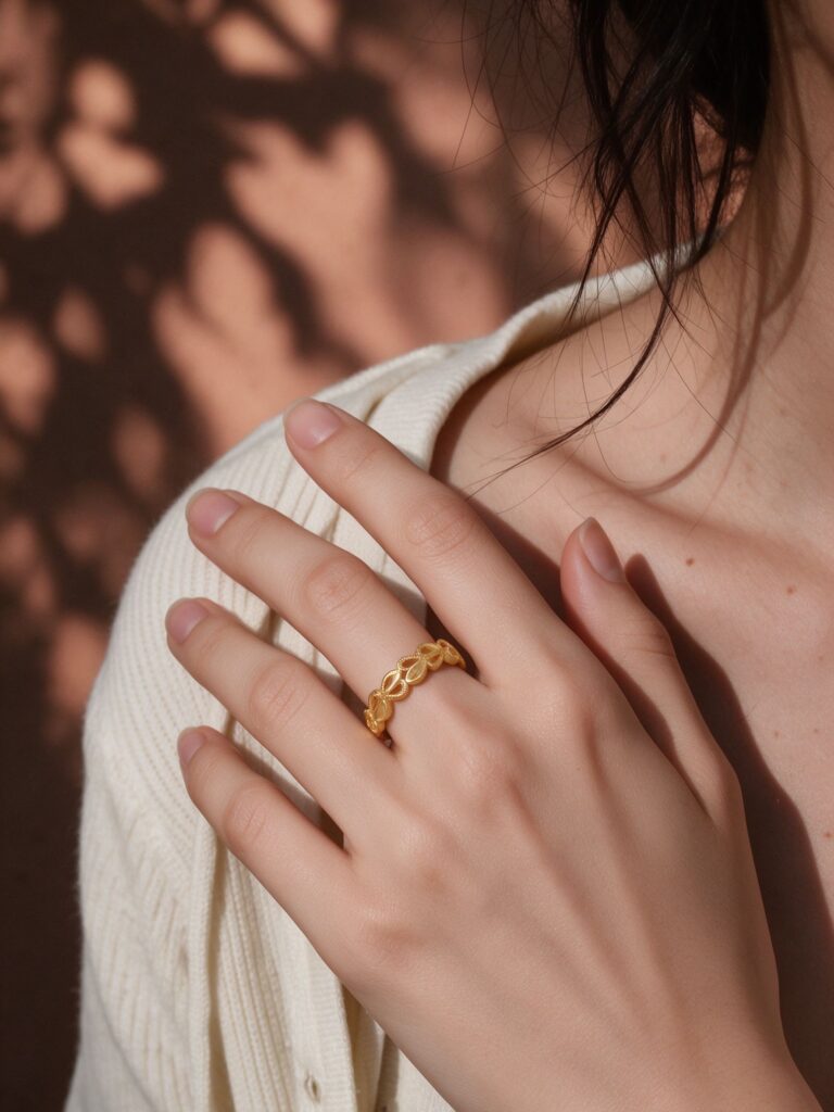 Interlocking Heart Ring – Dainty Gold Open Adjustable Heart Ring