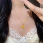 Four Leaf Clover Necklace 18k Gold Plated Stainless Steel Dainty Clavicle Chain - view 2