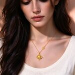 Four Leaf Clover Necklace 18k Gold Plated Stainless Steel Dainty Clavicle Chain - view 1