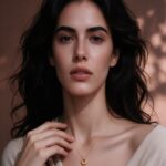 Vintage Gold Donut Pendant Necklace – Brushed Gold Dainty Clavicle Chain - view 1