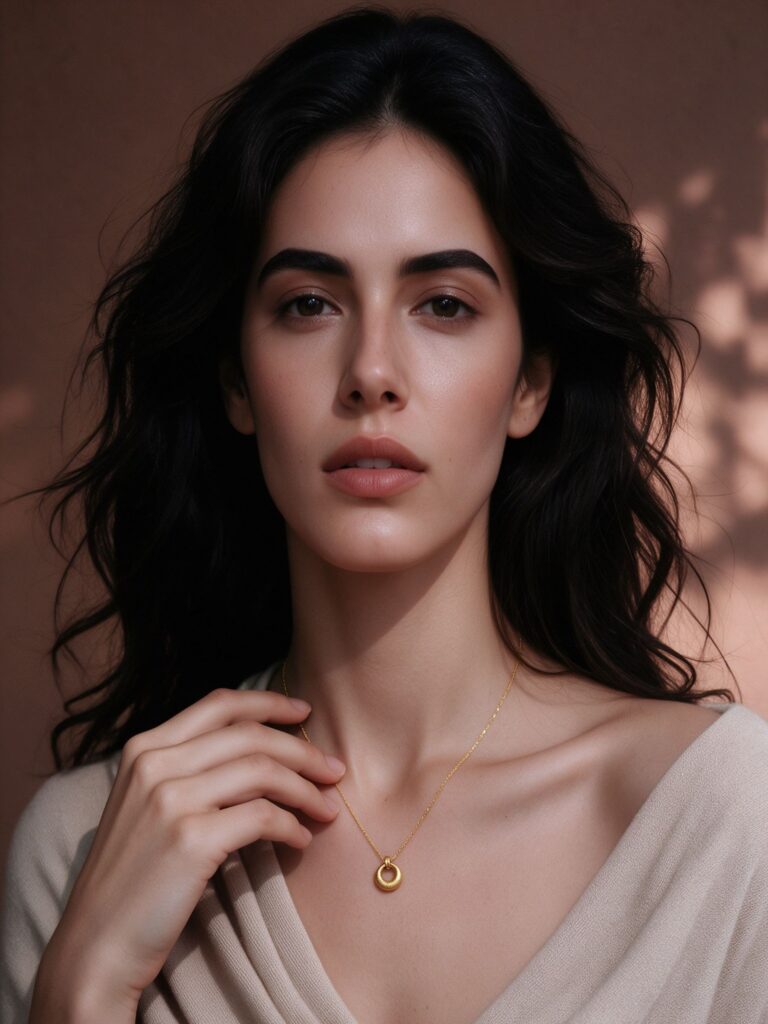 Vintage Gold Donut Pendant Necklace – Brushed Gold Dainty Clavicle Chain